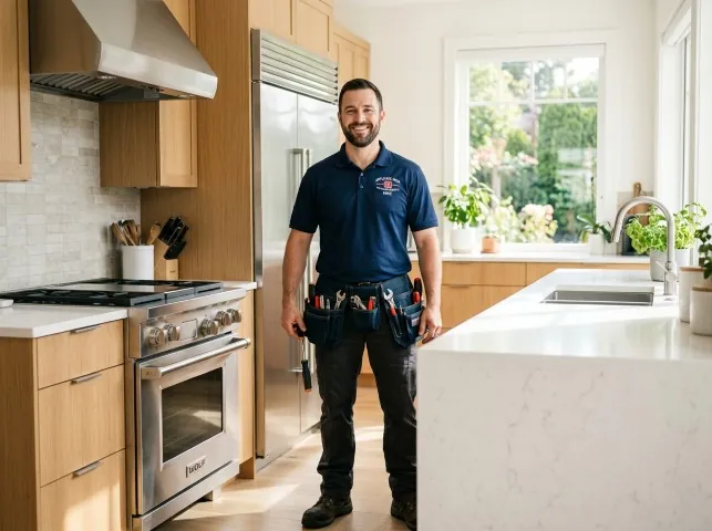 Appliance Repair Hero technician in a Aromas, CA kitchen after an appliance repair